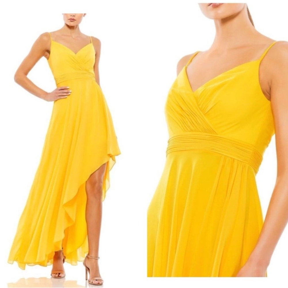 Leena for Mac Duggal Marigold Chiffon High Low Dress Size 8